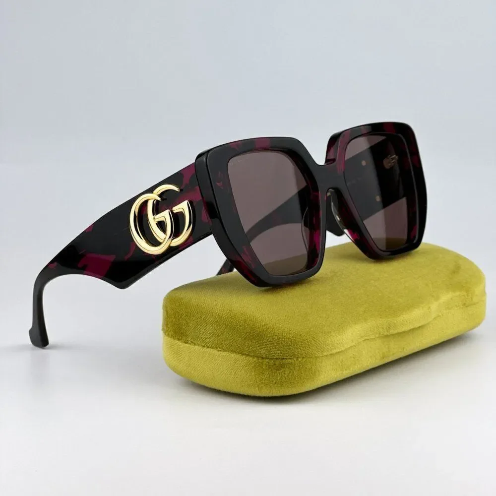 SALE! NEW Gucci GG0956S 008 Havana Violet Brown Cat Eye Unisex Sunglasses